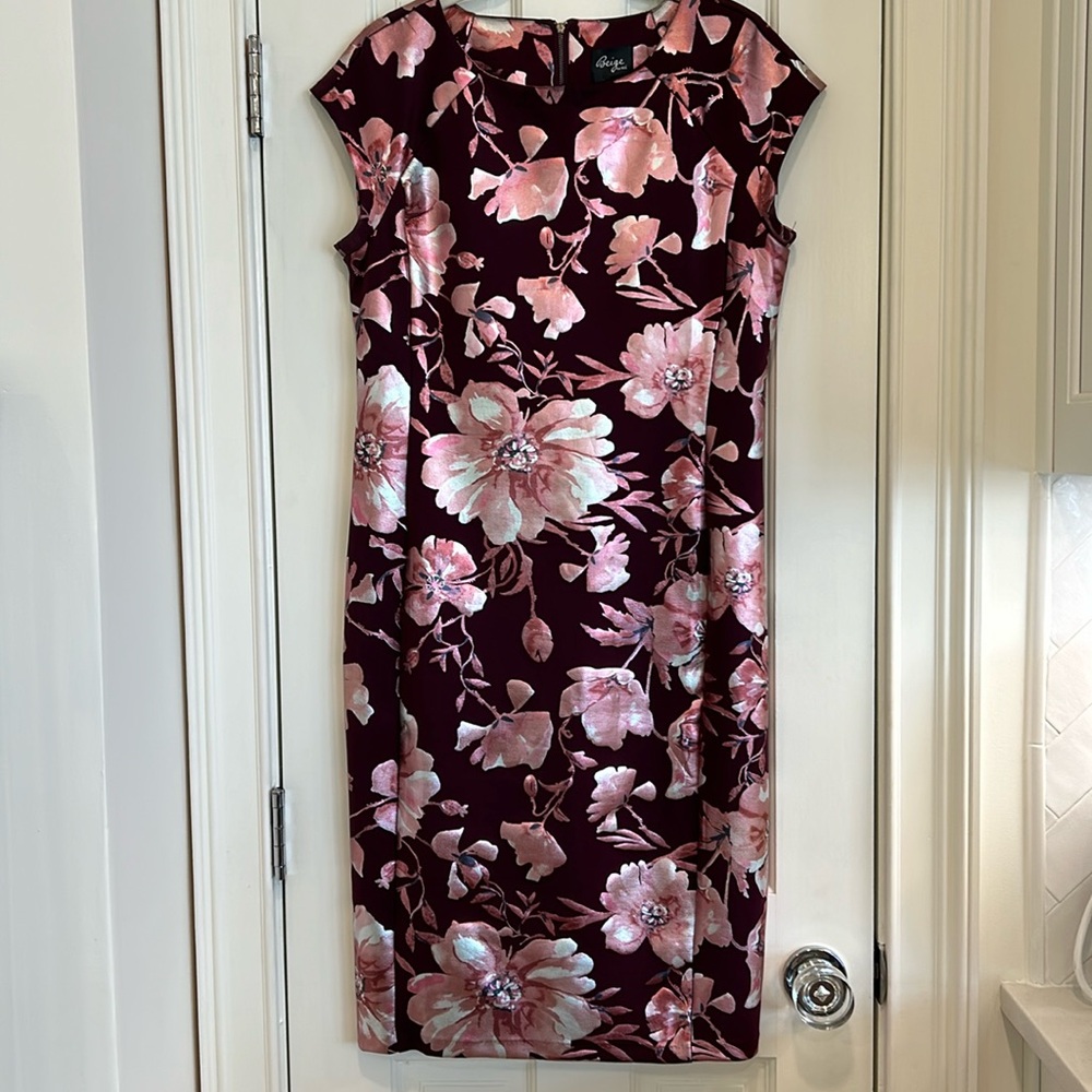 Beige by ECI Burgundy Floral Event Dress sz.8